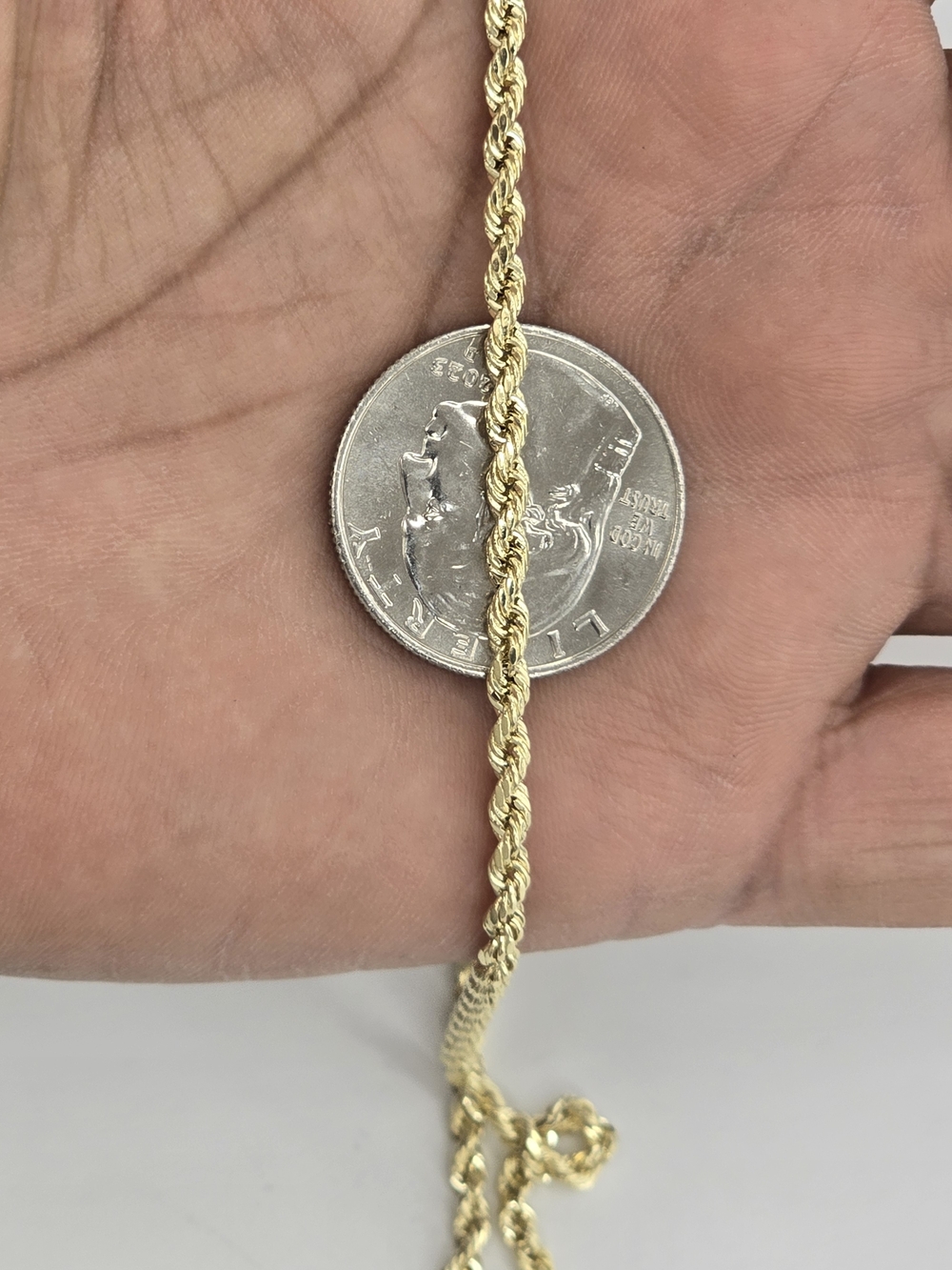 14k Real Gold Rope Chain 3mm 22 Inches - Picture 6 of 10